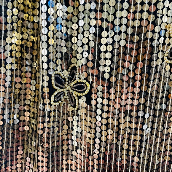 Gunit Vintage Gold Silver Sequin Beaded Embellished Flapper Shift Dress | Large - Picture 6 of 15